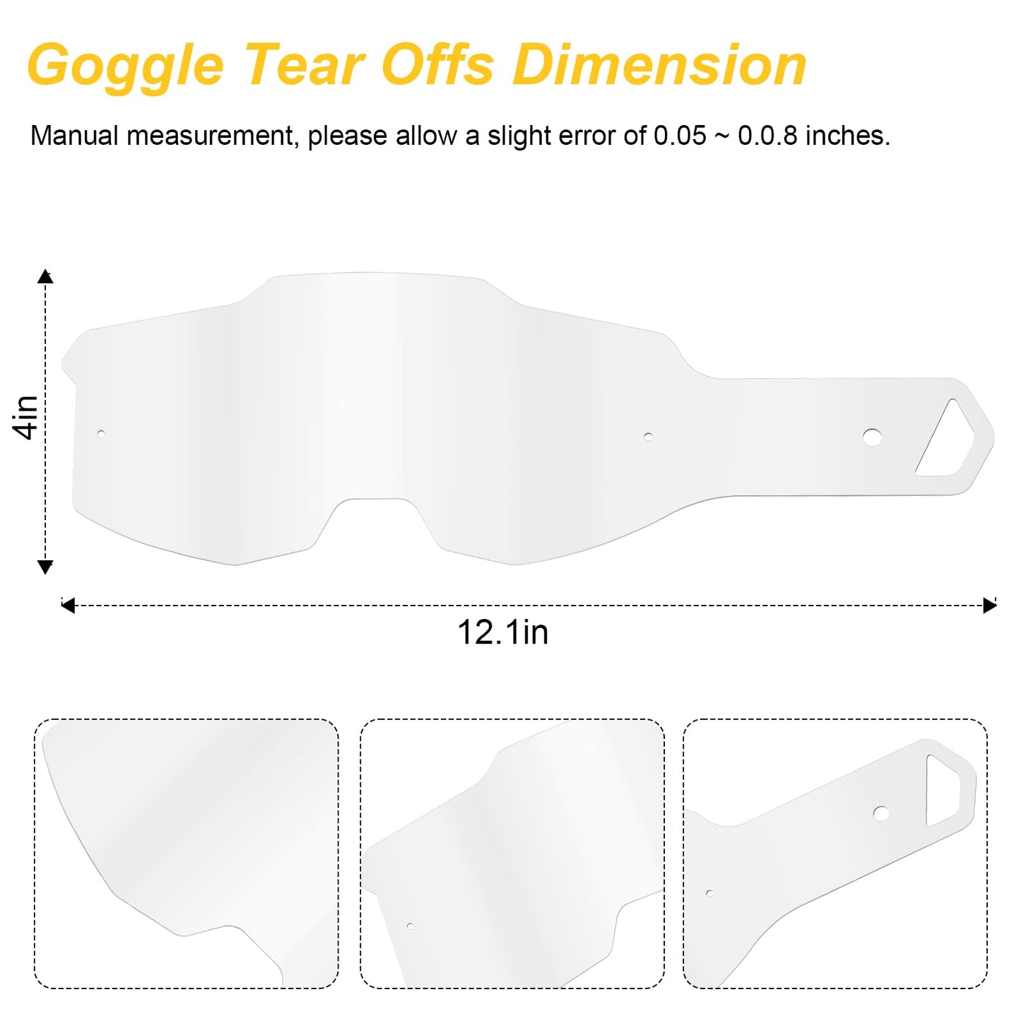 HWEIUA 50 Pack Standard Tear-Offs for Armega Goggles, Goggle Tear Offs Compatible with 100-Percent Armega Tear Offs 59056-00001, Maintain Clear Vision and Lens Protection
