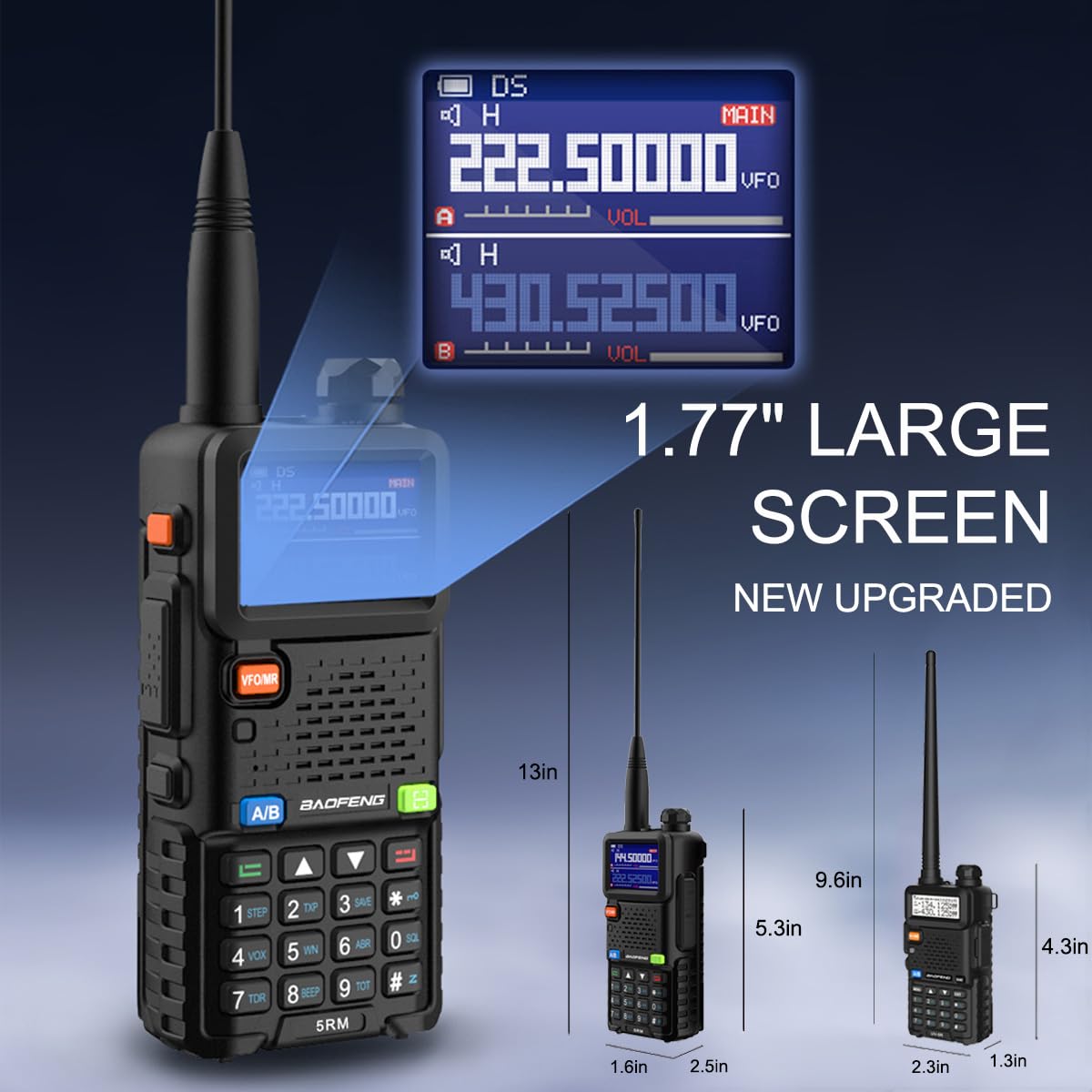 BAOFENG 5RM Ham Radio 10W Handheld (Upgraded of UV-5R) Walkie Talkies Long Range NOAA Weather Receiver Two Way Radio UV5R for Adults Camping Hunting Hiking, Frequency Copy, USB C Charger, 999CH