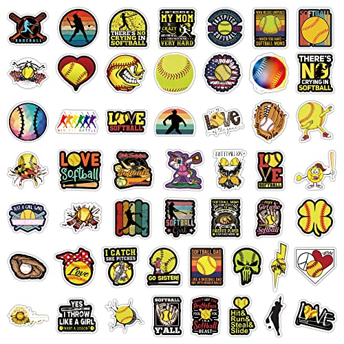 100PCS Softball Stickers - Motivational Vinyl Waterproof Stickers