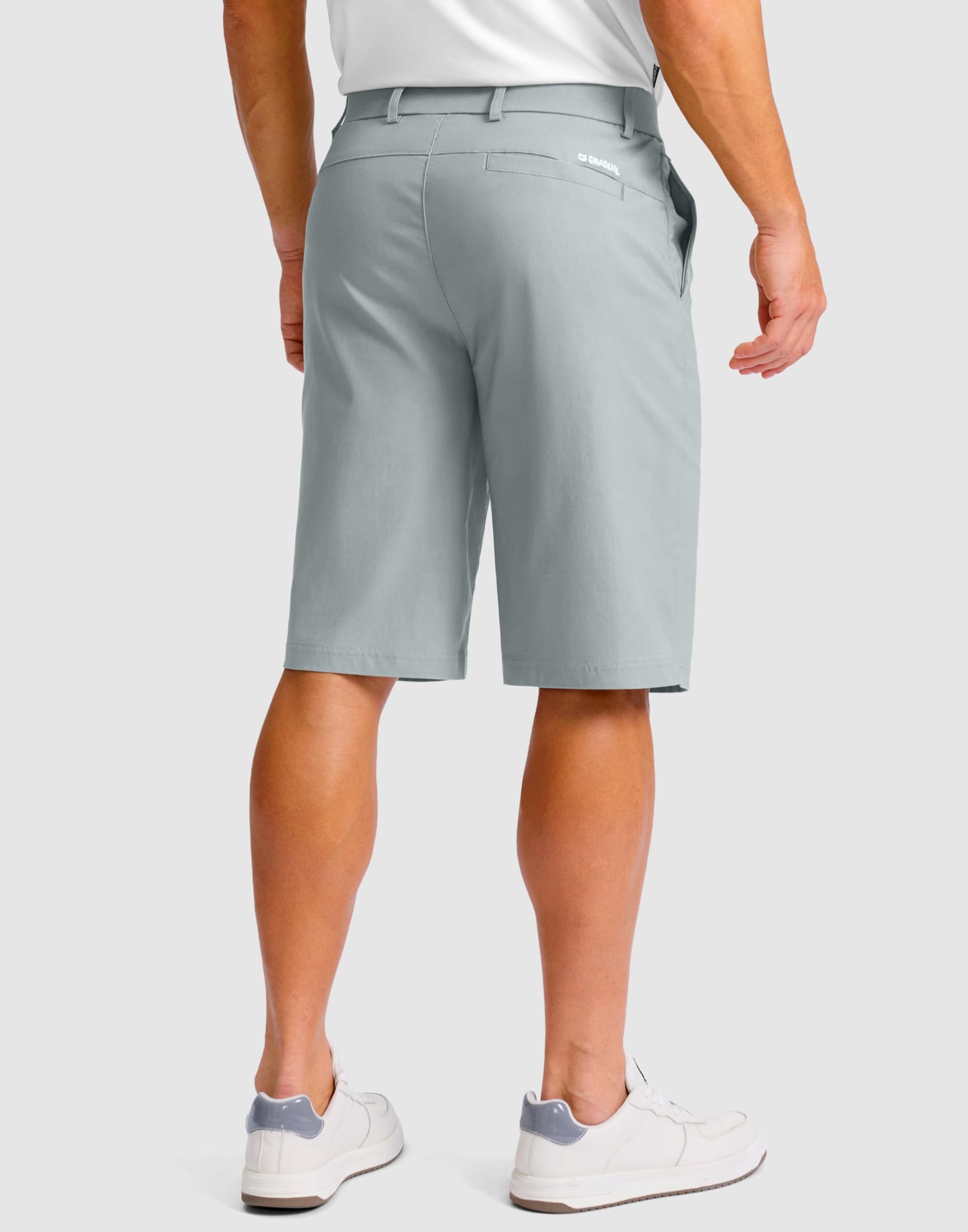 G Gradual Men's Golf Shorts with 4 Pockets 11" Inseam Stretch Quick Dry Casual Work Dress Shorts for Men(Light Grey,34)