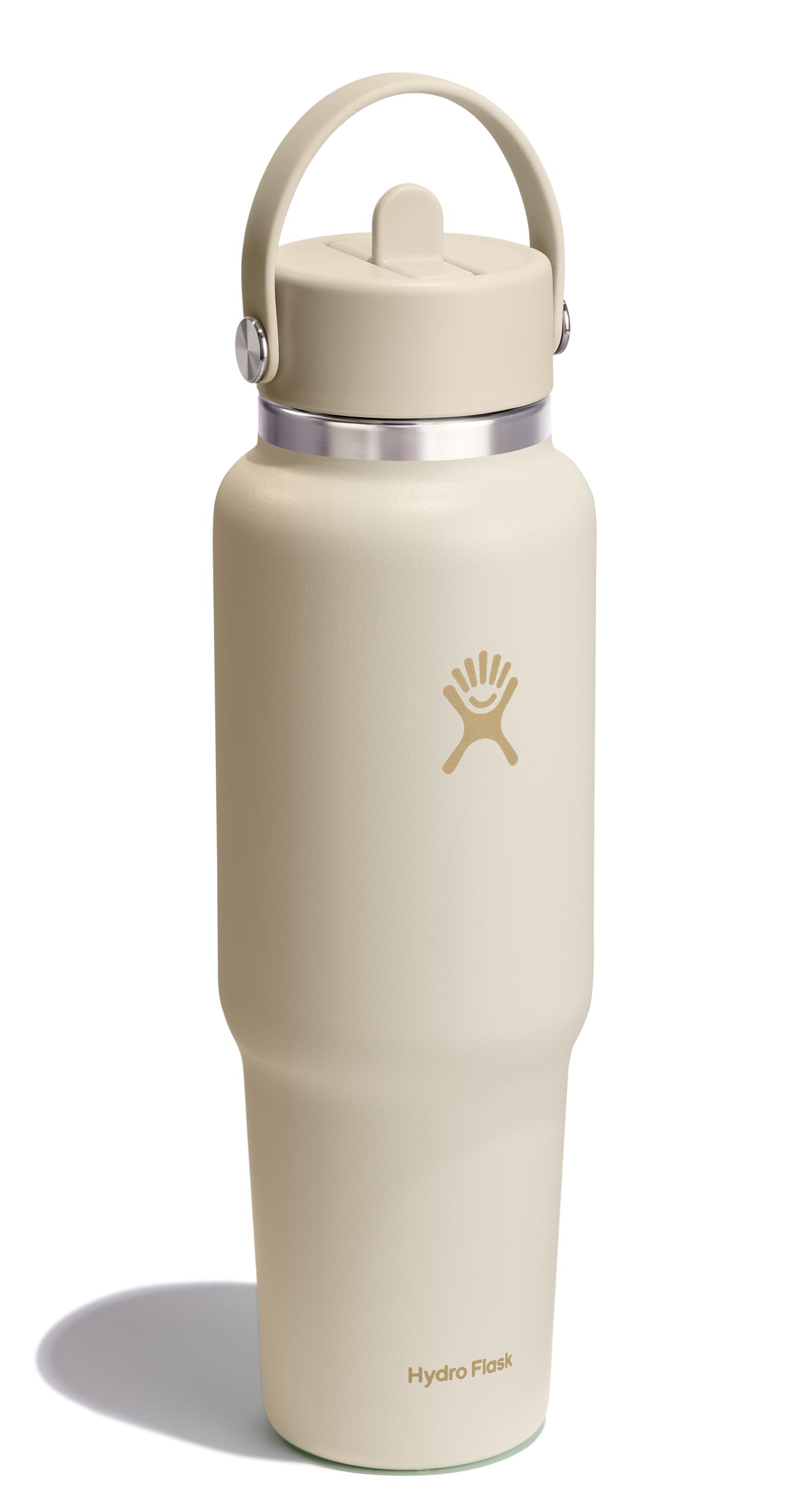 Hydro Flask Travel Water Bottle - Insulated Stainless Steel - Wide Straw Lid, Non Spill, Leakproof in 40 Oz Coconut Cream