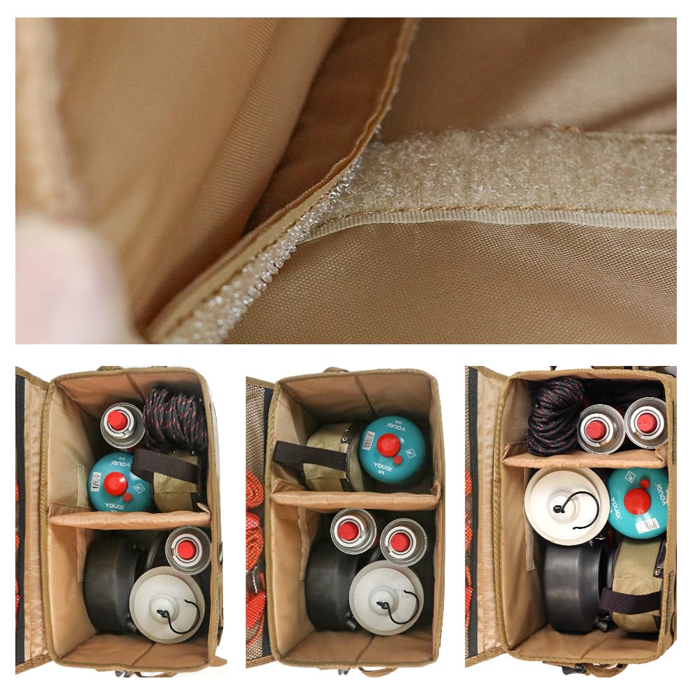 PSKER 18L Camping Storage Bag, Multifunctional Waterproof Picnic Basket, Tent Stakes Organizer,with Adjustable Shoulder Strap for Hiking Cookware, Travel, Car