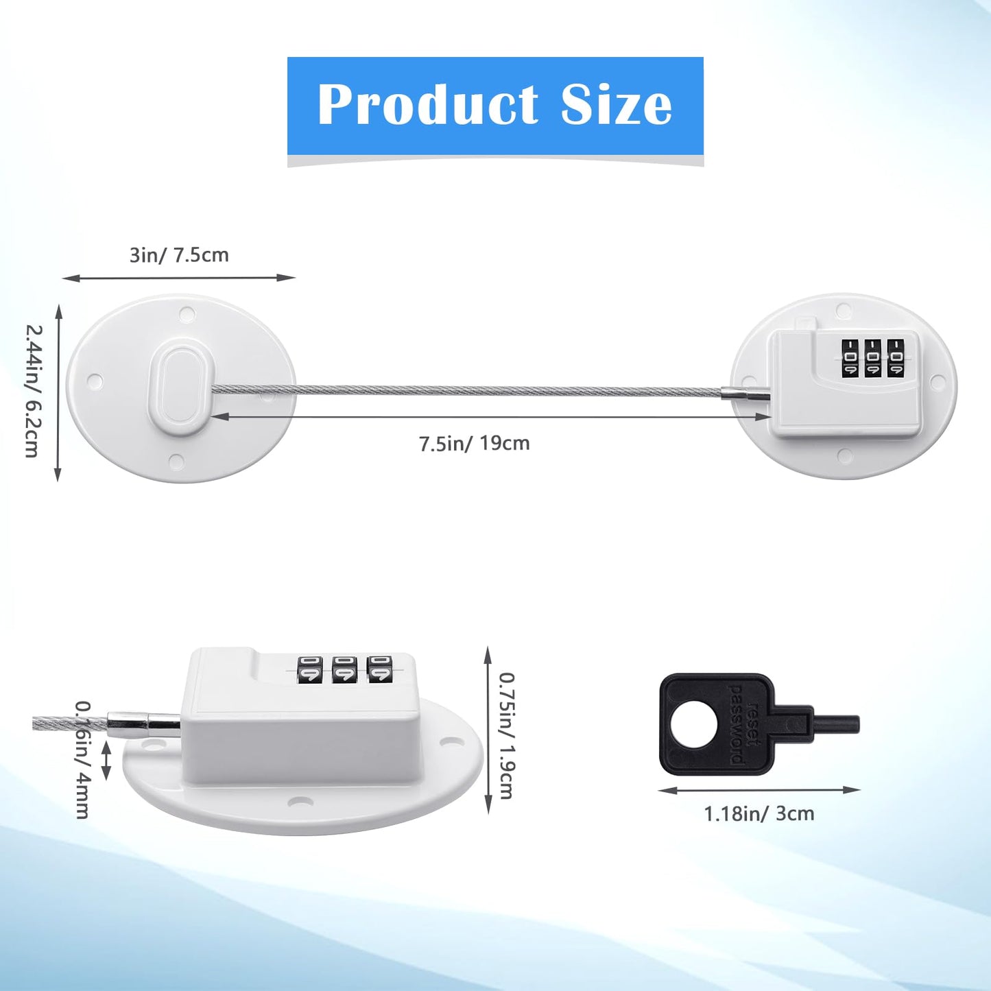 Anglecai 4PCS Refrigerator Locks Combination, Drill-Free Refrigerator Door Lock Fridge Lock Combination with Password, Mini Digital Refrigerator Lock for Freezer Door Lock (White)