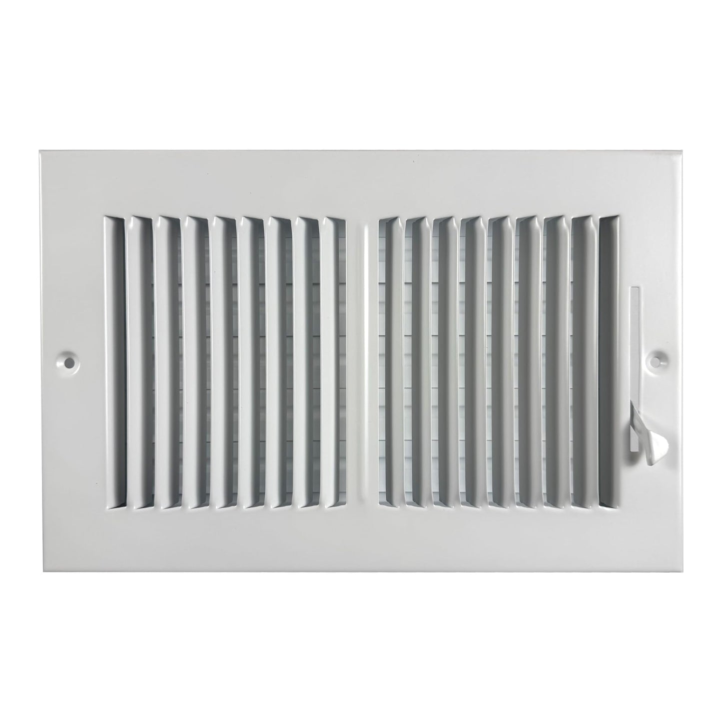Rocky Mountain Goods 10" x 6" (Duct Opening) Two Way Wall or Ceiling Vent Cover - White - Heavy Duty Steel - Adjustable Airflow Lever - 11.75" x 7.75" Overall Dimensions - Screws Included