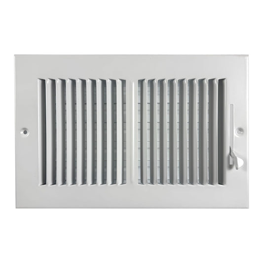 Rocky Mountain Goods 10" x 6" (Duct Opening) Two Way Wall or Ceiling Vent Cover - White - Heavy Duty Steel - Adjustable Airflow Lever - 11.75" x 7.75" Overall Dimensions - Screws Included