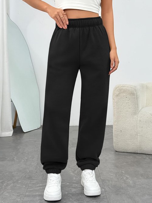 Trendy Queen Womens Sweatpants High Waisted Winter Baggy Lounge Pants Fall Active Fleece Comfy Joggers 2026 Black M