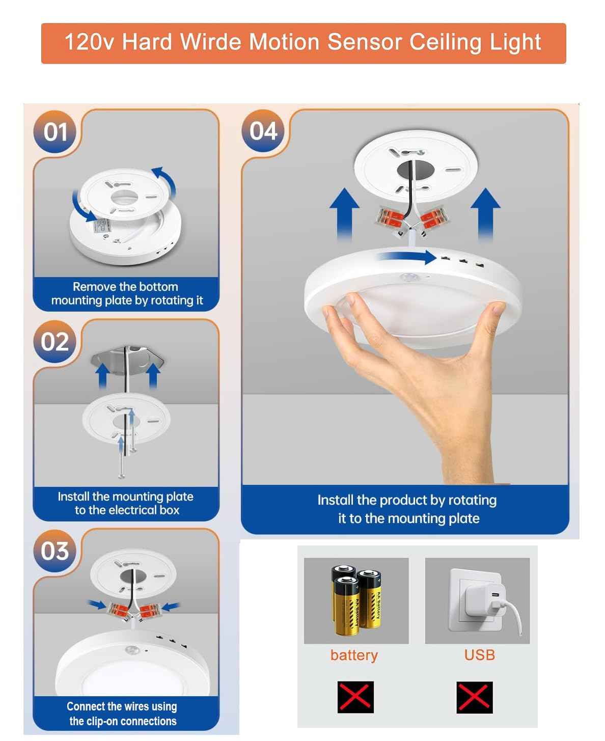 DODOPEN Motion Sensor Ceiling Light Hardwired, 7.5 Inch 3000K 4000K 6000K Selectable LED Flush Mount Ceiling Light Fixture with Timer, 15W Motion Sensor Light Indoor for Closet Hallway Laundry Stairs