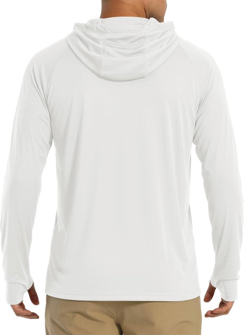 MAGCOMSEN Men's Long Sleeve Hooded Fishing Shirt - UPF 50+ Sun Protection Rash Guard