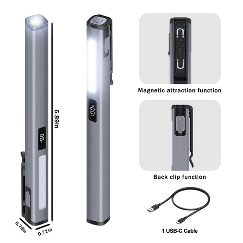 CHICES 2PACK Pen Light Rechargeable Flashlight - COB Small Portable 6 Modes LED Waterproof,Pocket Clip for Home,Car,Emergencies, Inspection,Working,Repair