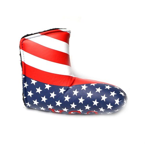 PLUSKER USA Golf Club Blade Putter Cover American Stars and Stripes Flag Pattern Leather Patriotic Head Cover