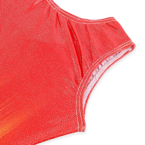 Gymnastics Leotard for Girls - Bluered Biketard with Sparkle Snowflake Design - 4-5T