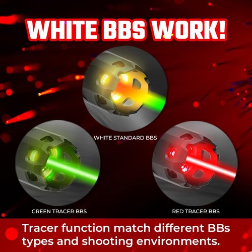 ACETECH Airsoft Pistol/Riffle RGB Tracer Unit Bifrost R 14mm CCW Negative Thread with M14- to M11+ Adaptor Glow in The Dark Green/Red BB LED Rainbow Lighting Effect (Black)