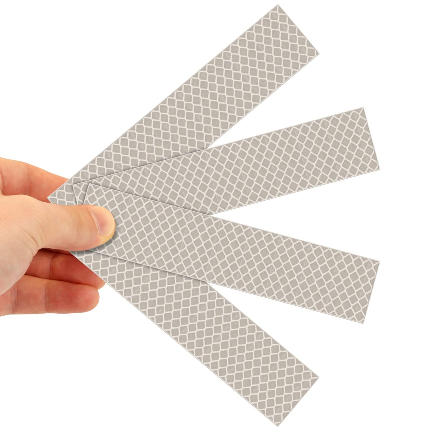 SmartSign 1.2 x 6 inch White Reflective Strips - Pack of 4, Premium 3M Diamond Grade Reflective Stickers for Night Safety/Backpacks/Bicycles/Vehicles, Hi-Tack Adhesive, Made in USA
