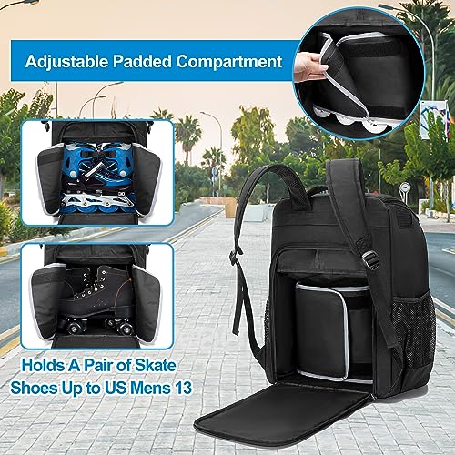 Skate Backpack for Shoes Up to US Men's Size 13 - Black