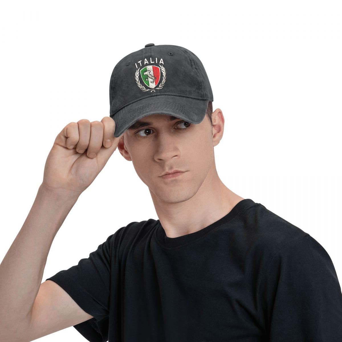 Bshuey Italy Italia Italian Flag Embroidered Hat for Men Women Cotton Adjustable Baseball Cap Hats Black
