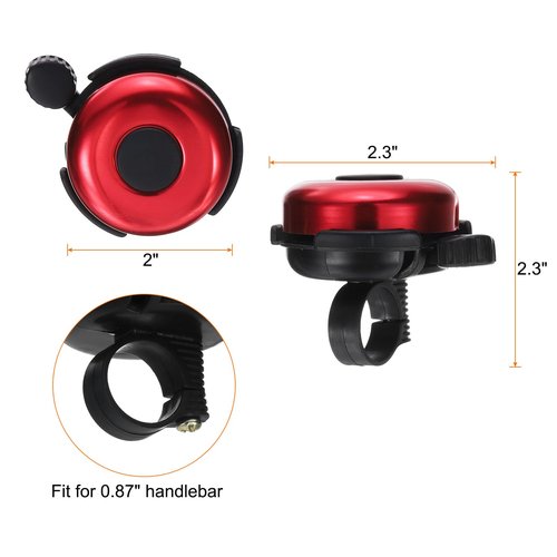 HARFINGTON Bike Bell Classic Bicycle Bell with Loud Crisp Clear Sound Bike Ring Bell Aluminum Bike Accessories for Road Adults Children Mountain Bike, Red