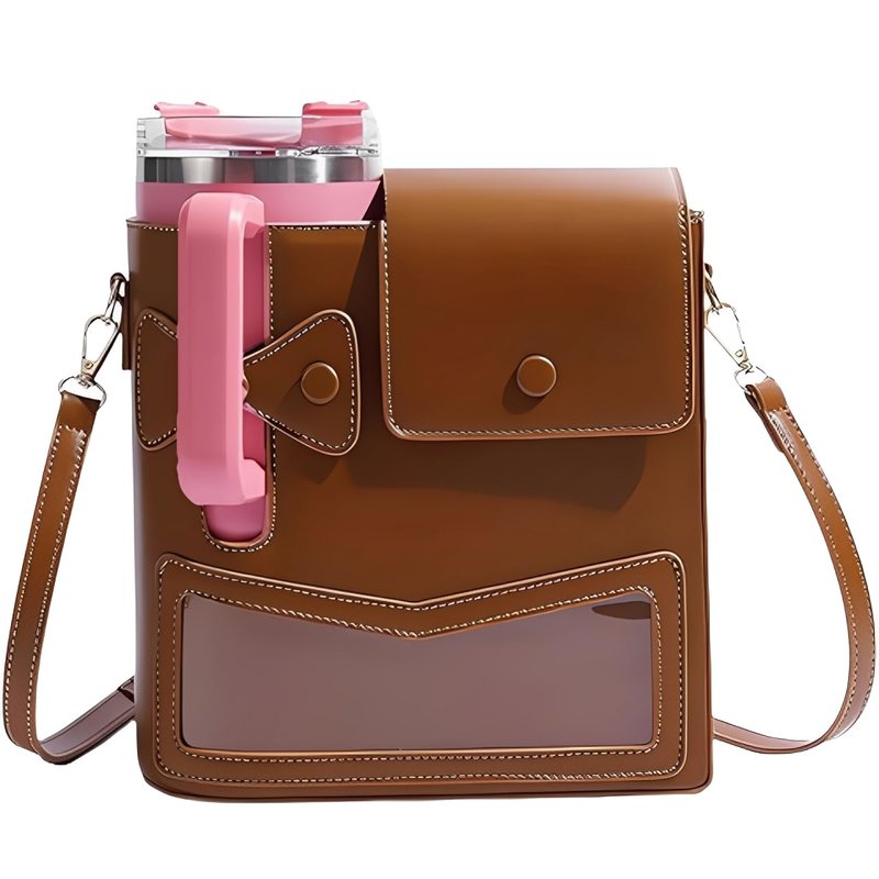 Stanley Cup Purse Crossbody Bag with Sports Outdoor Portable Crossbody Water Cup Storage Bag Water Bottle Holder for Stanley (Black)