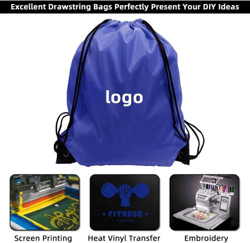 GoodtoU Drawstring Backpack - 48 Pcs Blue Drawstring Bags for Gym & Travel Convenience