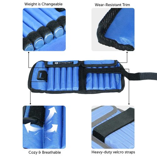 Gymenist Pair Of Ankle Weights Can Be Adjusted Up To 2 LB Each SET OF 2 x Weight Wraps (Total 4-LB)