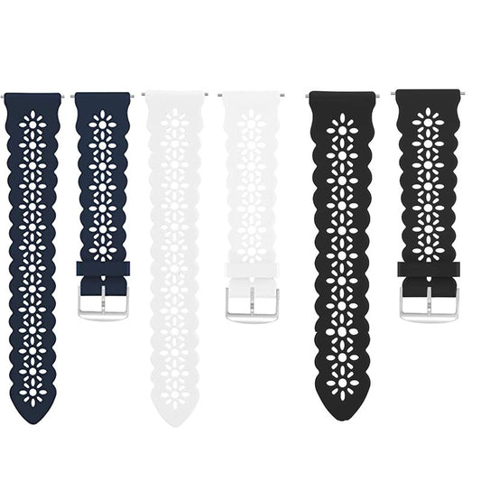 GTX13, GTX12 Smart Watches Band, Lamshaw 22mm Silicone Lace Slim Thin Hollow-Out Replacement Straps Compatible for Fitpolo GTX12, ENOMIR GTX12, Tensky GTX12, uaue T60, QXQ T60, QCOQ T60 Smart Watches (for 22mm size band, 3 pack-White+Black+Blue)