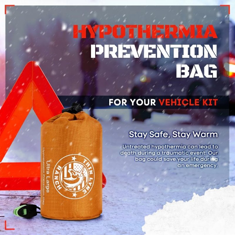 ThinLyneRanch Ultra-Large Waterproof Emergency Sleeping Bag for Survival - Hypothermia Prevention & Shelter - Multi-Person Bivvy Sack - Ideal Survival Gear, Emergency Bivy Camping Essentials (Orange)