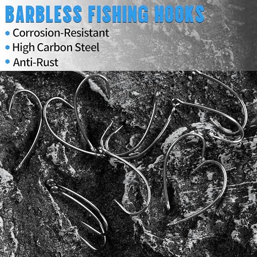 Barbless Fishing Hooks - 50pcs 8# Circle Hooks for Carp & Trout Fishing