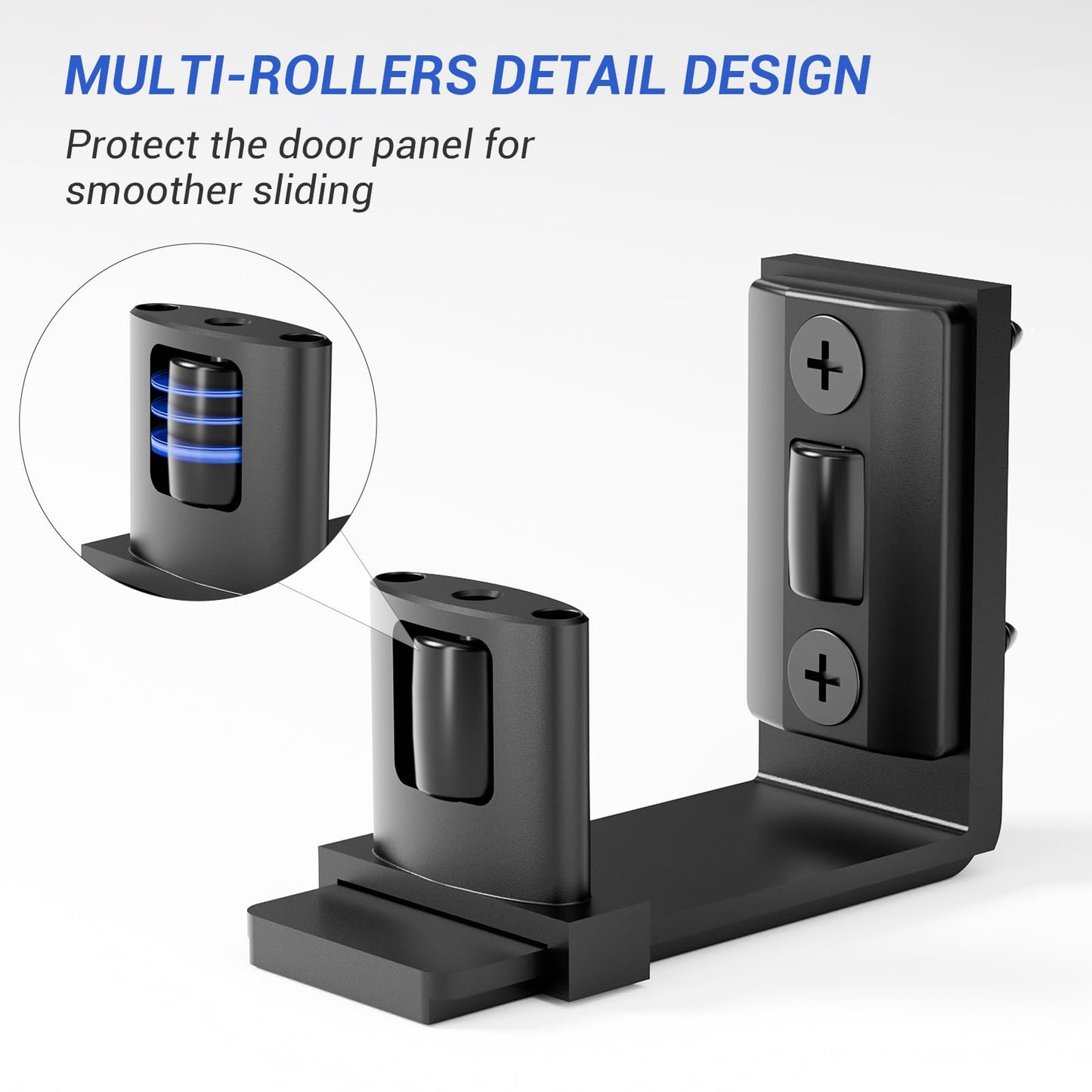 FLYVLIEG Sliding Barn Door Bottom Floor Guide,Adjustable U-Shaped Flat Bottom Design,Smoothly and Quietly,Easy to Install,Wall Mounted,Black, 1 Pcs