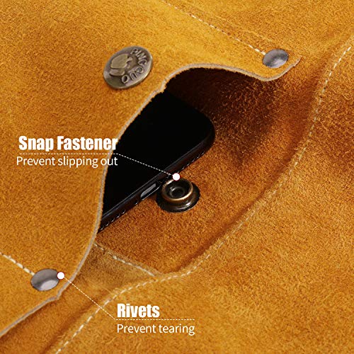 Leather Welding Apron, Flame & Spark Resistant Bib, Safety Smock, Protective Clothing Gear for Blacksmiths, Welders & Woodworkers, 23x35 inches