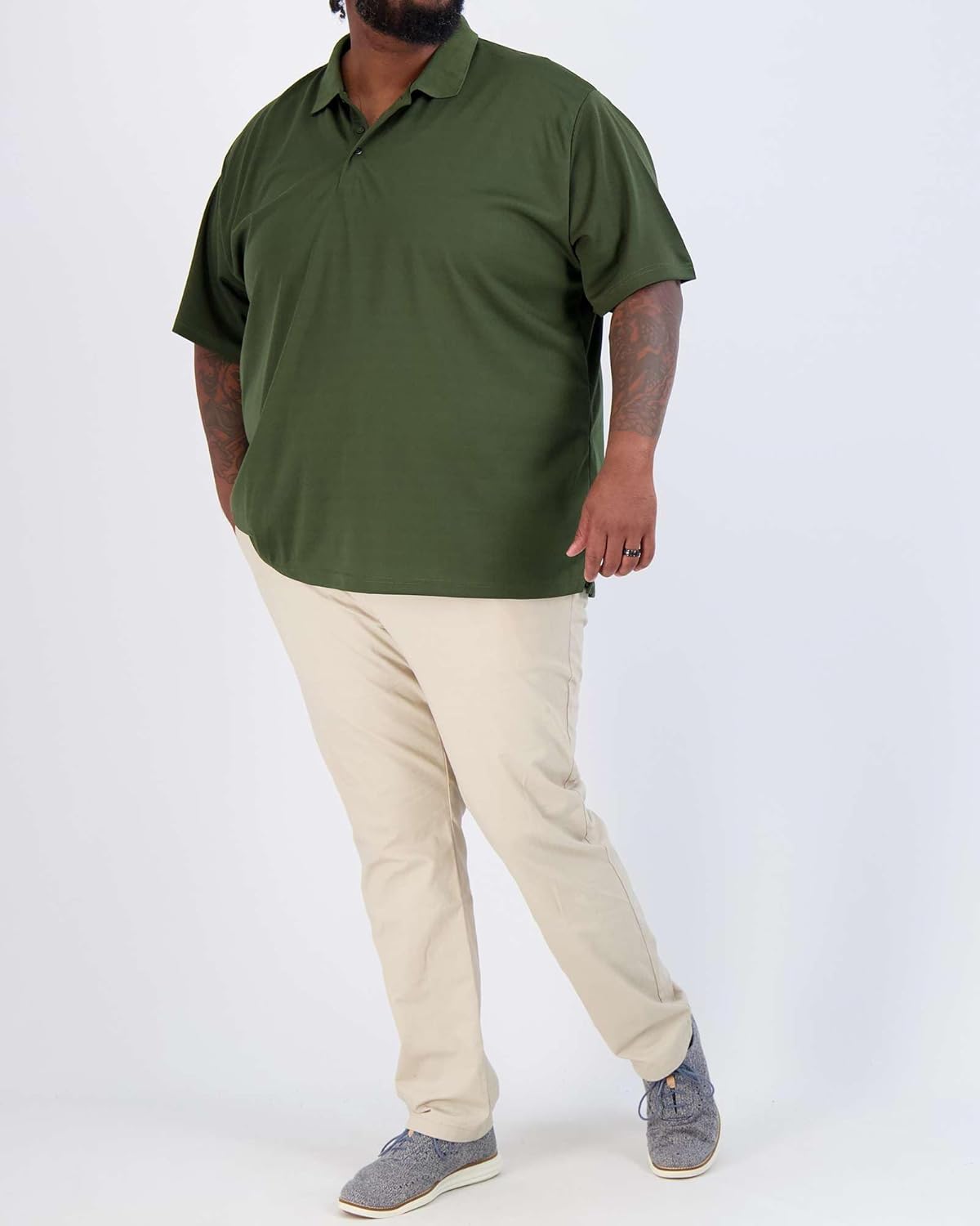 Real Essentials Men's Short Sleeve Golf Polo - Moisture-Wicking Casual Workout Shirt | Big & Tall Size