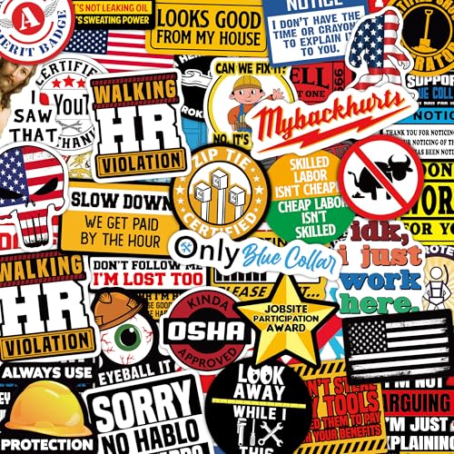 173 PCS Hard Hat Stickers for Adults - Funny (Dirty) for Water Bottle, Laptop, Helmet, Cars, Tool Box, Cars - Blue Collar Stickers for Men, Waterproof