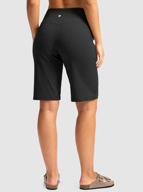 G Gradual Women's Bermuda Shorts - High Waisted, Knee Length with Pockets | Casual Stretch Shorts for Summer