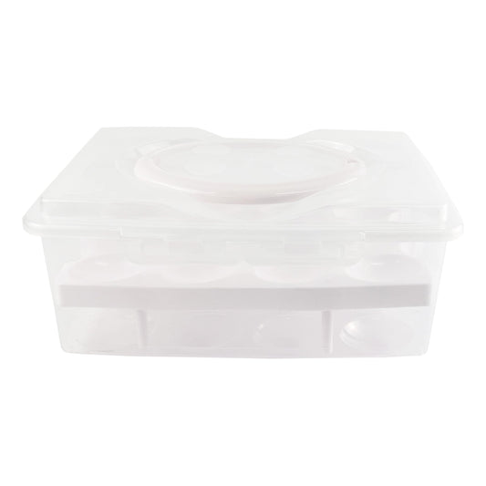Daixers Ortable Large Capacity Double-layers Egg Storage Container Holds 24 Eggs Shatter-proof Non-slip Eggs Holder with Handle (White)