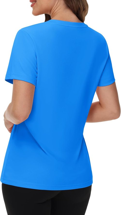 Cavva Women's Athletic V-Neck Workout Tops - Quick Dry, UPF 50+ Sun Protection, Short Sleeve