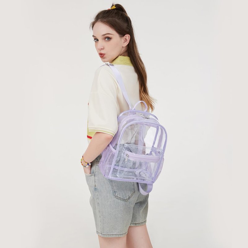 abshoo Clear Mini backpack Stadium Approved 12x12x6 Clear Bag Transparent Small Backpacks (Black)