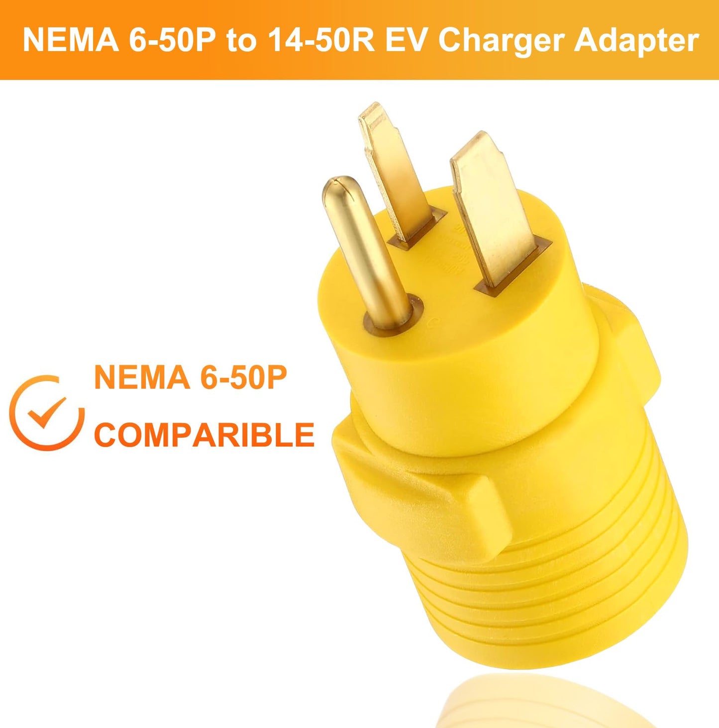 EV Charger Adapter NEMA 6-50P to 14-50R forTesla Adapter Cord, 240V 50 Amp 3 Prong Welder Plug to 4 Prong EV Charging Connector, Welder Welding Dryer EV Charger Power Cord Adapter
