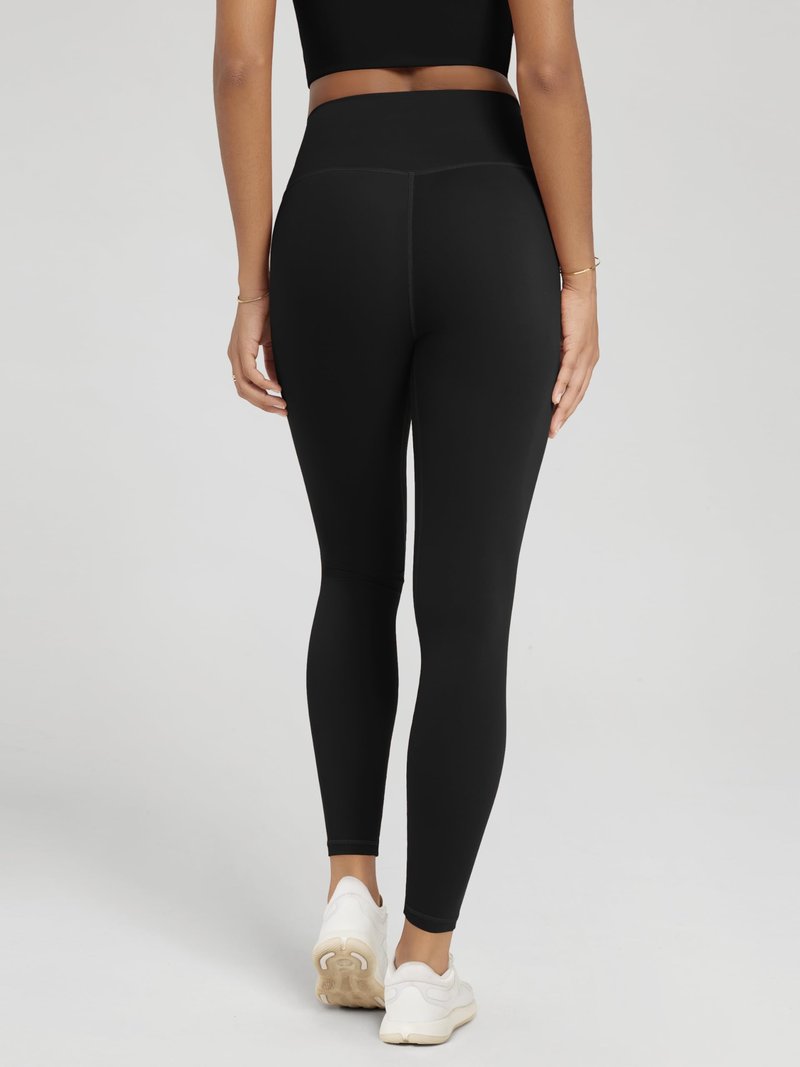 ODODOS No Front Seam 7/8 Length Yoga Leggings for Women - 25" High Waist Buttery Soft Lounge Yoga Pants, Black, Small