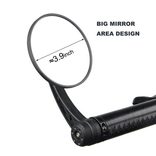 Bike Mirrors Handlebar End Mount, Rotatable And Adjustable Shockproof ebike mirror Wide Angle Bicycle Handlebars End Safe Clear E-Bike Glass Rear View Mirrors
