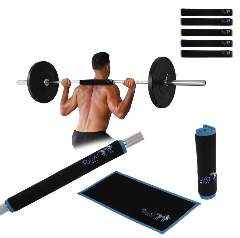 The Squat Towel | Squat Wrap (Short) | Thin Bar Pad Wrap. Hugs-the-Bar. Secures to Standard & Olympic Barbells. Great for Squats, Lunges, & Leg Day. (Turquoise)