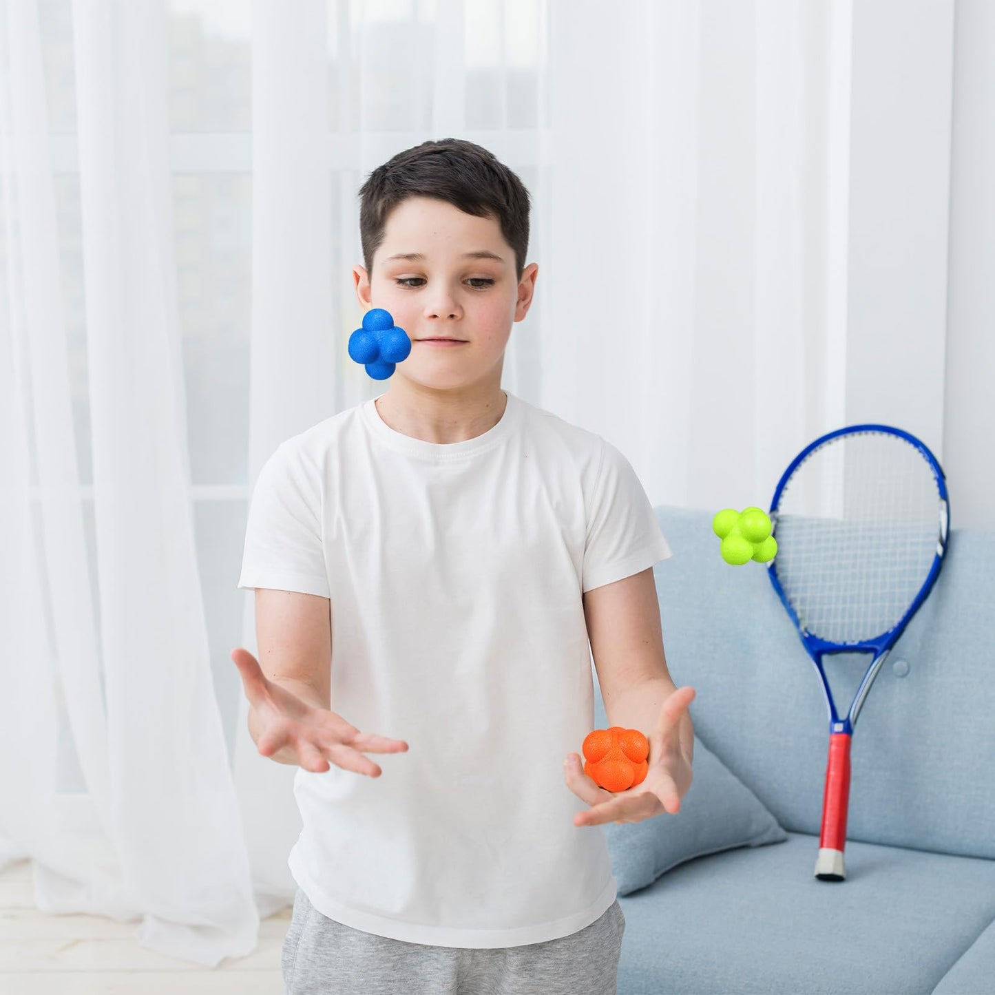 Toyvian 6 Pcs Agility Reaction Reflex Balls Bounce Ball Training Pack for Hand Eye Coordination Sports Workout Indoor Outdoor
