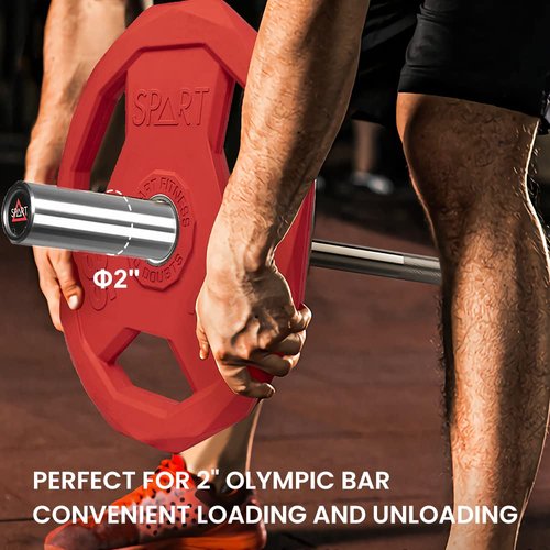 SPART Color Coded Weight Plate 2-Inch Rubber Coated Olympic Grip Plate for Barbell,Solid Cast Iron Weight Plates for Strength Training,Weightlifting,Crossfit,Home Gym, 10LB, Pair