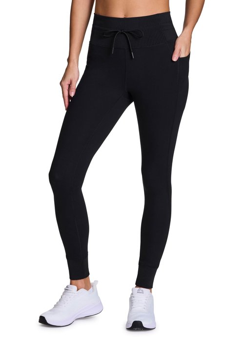 Avalanche Women's Squat Proof Drawstring Waist Gym Hiking Legging Fitted Jogger with Pockets Jet Black S
