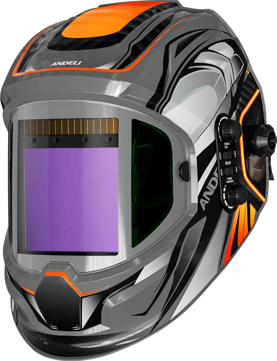 ANDELI Welding Helmet,Panoramic 180° 3.94"X3.74"Large Viewing True Color Solar Powered Auto Darkening Welding Helmet with Side View 4 Arc Sensor 4/5-8/9-13 Welder Mask Moner