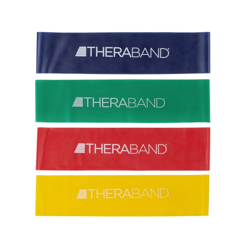 THERABAND Resistance Band Loop Set, 12" Workout Bands for Strength Training, Stretching & Physical Therapy, Set of 4 Color-Coded Exercise Bands with Varying Resistance Levels, Portable & Durable