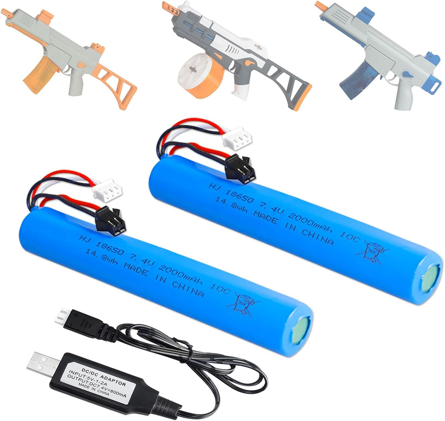 Skiennix 7.4V 2000mAh Battery Pack - Compatible with SRB1200 Airsoft & Water Guns | USB Charging Included