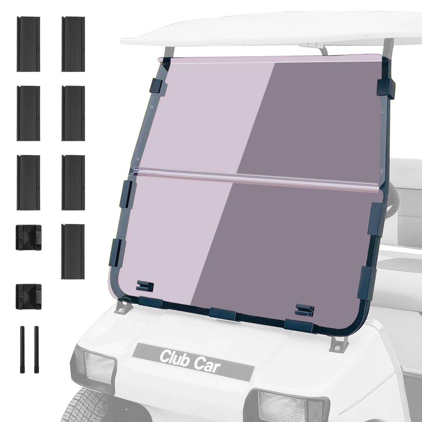 VPAHub Club Car DS NEW Flip Flop Compact Golf Cart Windshield, Tinted Color, 3/16" Thickness, Fits Club Car DS 2000.5+ NEW