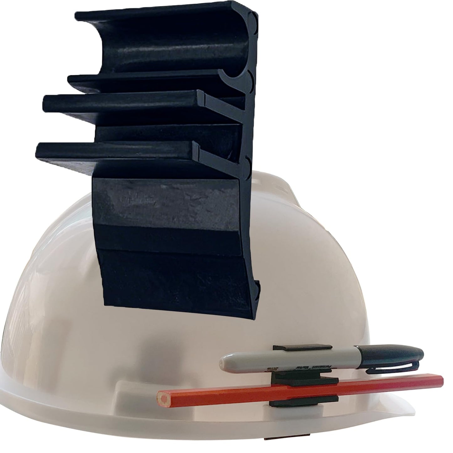 Hard Hat Accessory Clip - Injection-Molded PETG Pencil & Marker Holder, Elastic Slot Fits Milwaukee Markers, Heat-Resistant