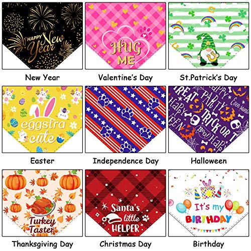 9-Piece Holiday Dog Bandanas - Adjustable & Washable - Fresh