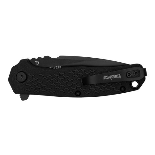 Kershaw Conduit Pocket Knife, All-Black, 2.9 Inch Stainless Steel Partially Serrated Spear Point Blade, EDC with Assisted Opening, Reversible Pocketclip Everyday Carry Pocket Knife for Men and Women