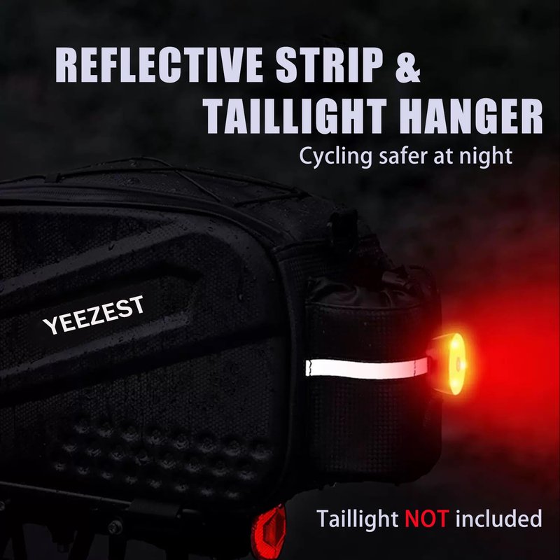 Yeezest Bike Bag for Bicycle Rear Rack – 10L Hard Shell Waterproof Bike E-Bike Rack Bag with Shoulder Strap & Reflective Stripfor Cycling, Commuting, Outdoor Travel, Gifts for Men