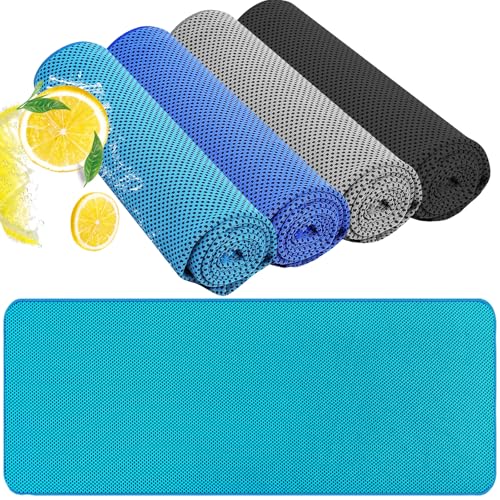 Cooling Towel 40"x12" - Instant Chill Neck/Face Wrap - Navy Blue, Blue, Light Grey, Dark Grey